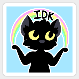 I Don't Know Cat with Rainbow (IDK) Sticker